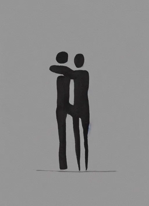 Image similar to art illustration of a minimalist modern drawing of a hug made