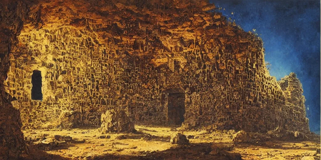 Prompt: abandoned masonic malta caves, bruce pennington