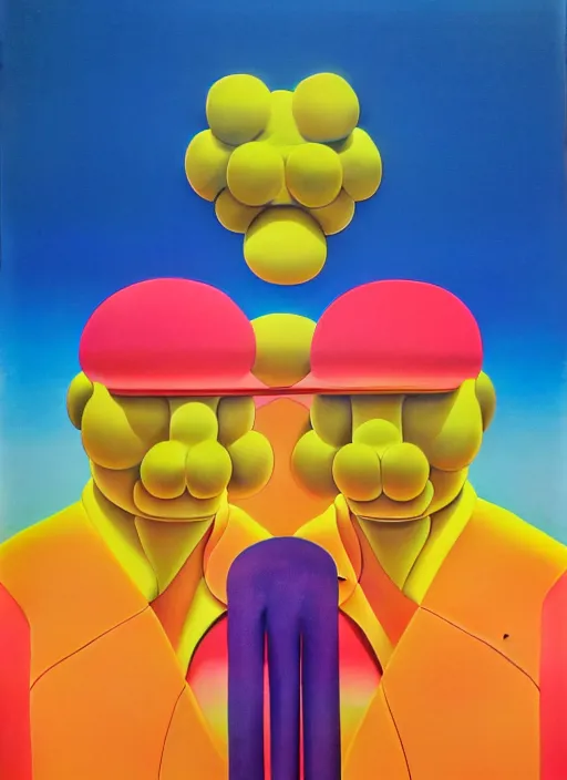 Image similar to duality of men by shusei nagaoka, kaws, david rudnick, airbrush on canvas, pastell colours, cell shaded, 8 k,