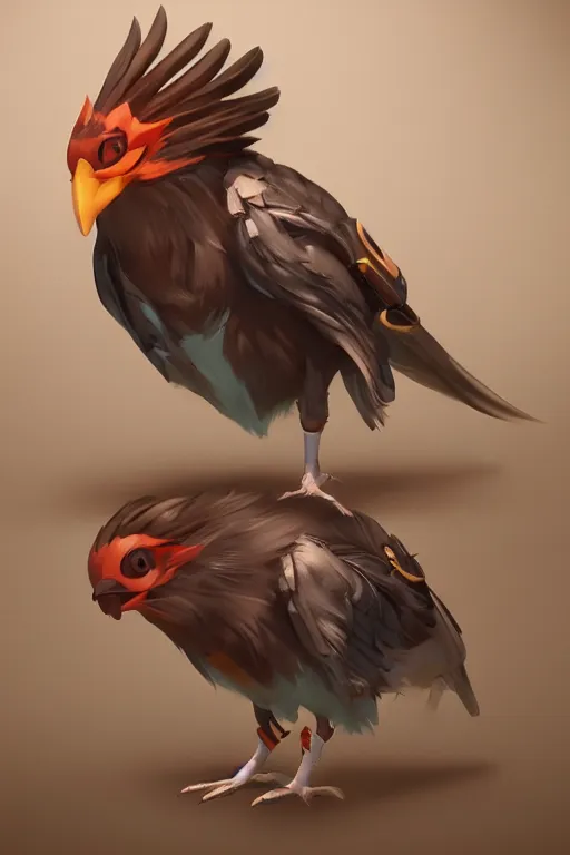 Prompt: Trendy Anthropomorphic bird, MOBA character concept art by Jason Chan and Willian Murai, 8k, unreal engine