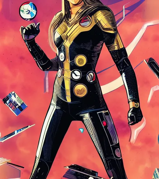 Image similar to asgardian female android, by MARVEL comics and Sandra Chevrier, 4k
