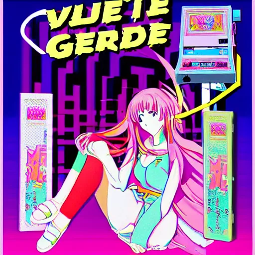 Image similar to anime vhs retro arcade girl 8 0 s