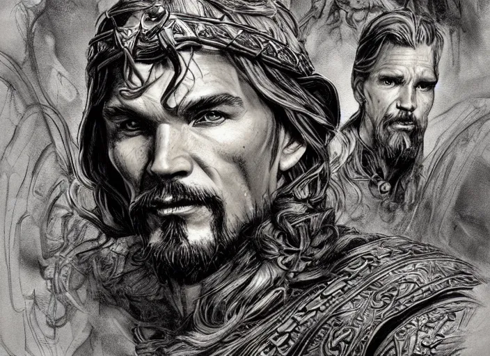 Image similar to a highly detailed viking portrait of stephen strange, james gurney, james jean