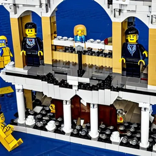 Image similar to a lego set of fbi agents raiding mar - a - lago