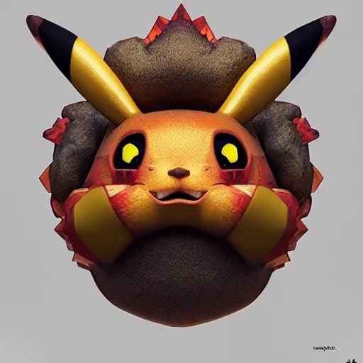 Image similar to roasted pikachu:: by beeple and James Gilleard and Justin Gerard :: ornate, dynamic, particulate, intricate, elegant, highly detailed, centered, artstation, smooth, sharp focus, photoreal octane render, 3d