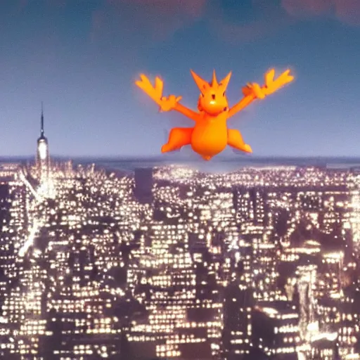 Prompt: charizard flying above new york, claymation, 8 k, hyperdetalied, cgsociety