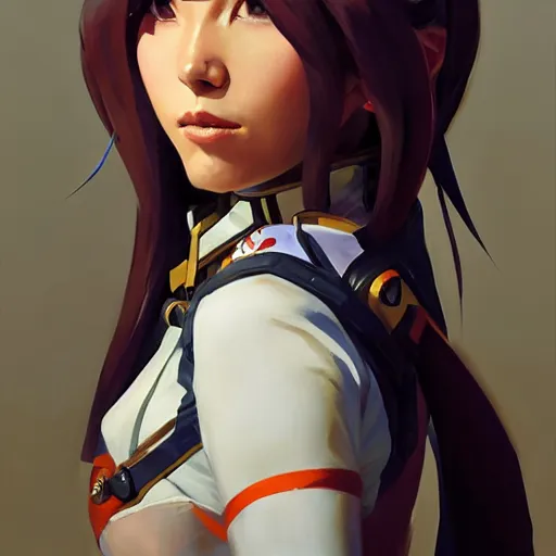 Image similar to greg manchess portrait painting of asuna yuuki as overwatch character, medium shot, asymmetrical, profile picture, organic painting, sunny day, matte painting, bold shapes, hard edges, street art, trending on artstation, by huang guangjian and gil elvgren and sachin teng