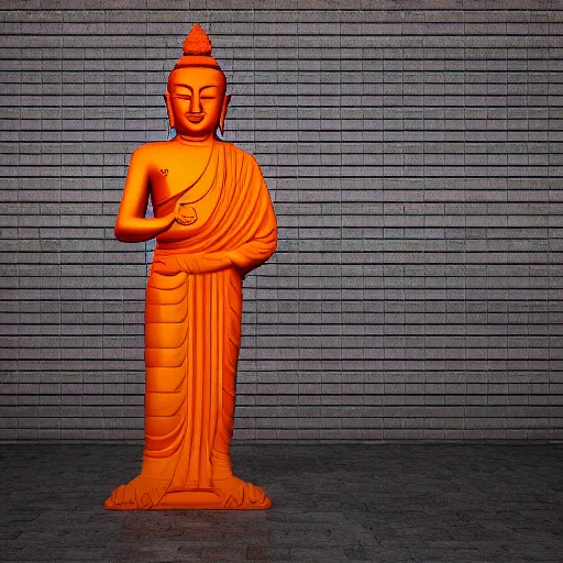 Prompt: neon light Buddha, neon tube Buddha, brick wall background, octane render