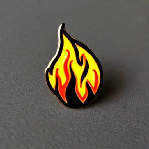Prompt: a retro minimalistic fire flame jalapeno enamel pin