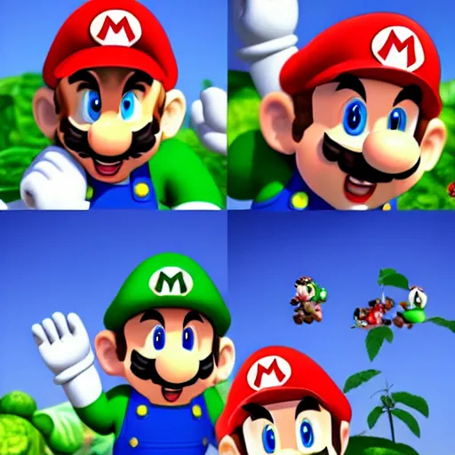 Prompt: realistic mario bros