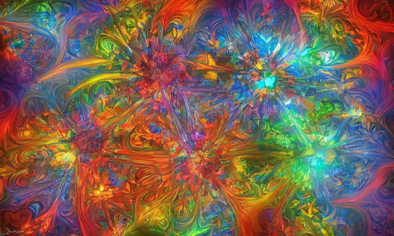 Image similar to voronoi engine laboratory 3 d volume kaleidoscope mandala fractal chakra digital multicolor stylized concept substance by artgerm, rossdraws, norman rockwell, magali villeneuve, gil elvgren, alberto vargas, earl moran, enoch bolles radiating a glowing aura global illumination ray tracing hdr