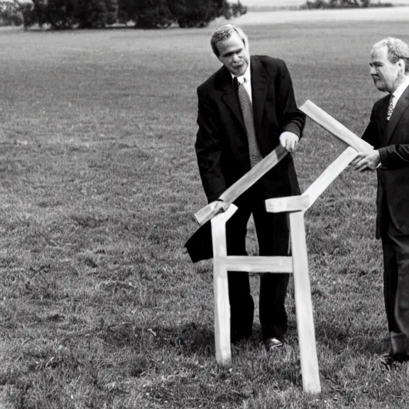 Prompt: George Bush burning a cross