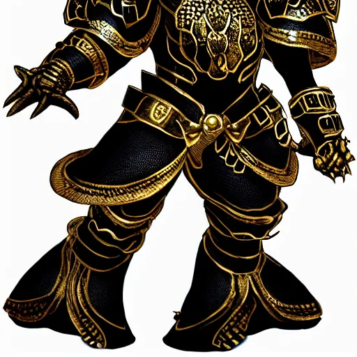 Image similar to dragon warrior black and gold armor, honorable, cute, chibi