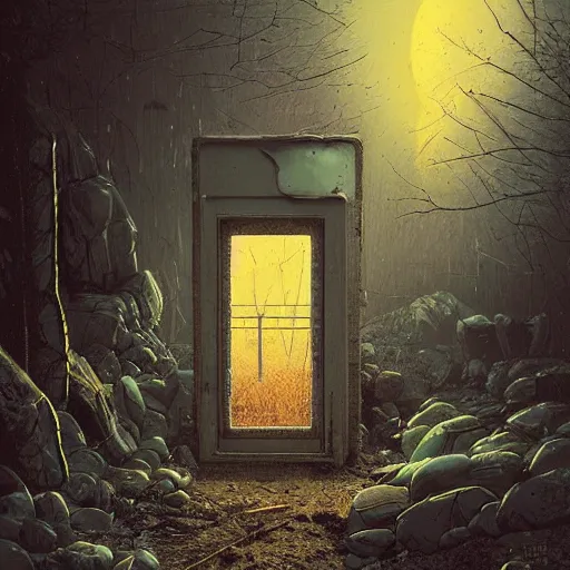 Prompt: the portal to your moms basement by Scott Listfield and Mikko Lagerstedt