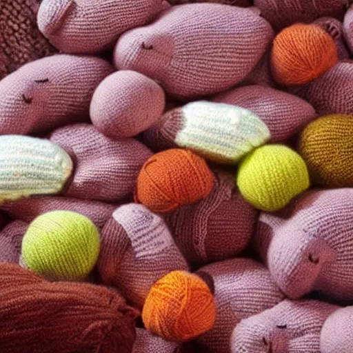 Prompt: knitted meat