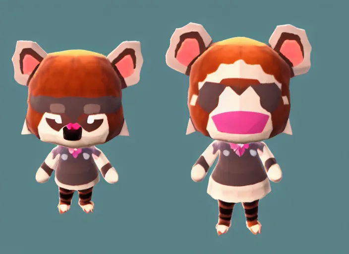 Prompt: a cute chibi werewolf animal crossing villager. animal crossing character. 3 d render, 3 d model rip, simplified, symmetry, animal crossing new horizons, hq, artgerm, arstation,