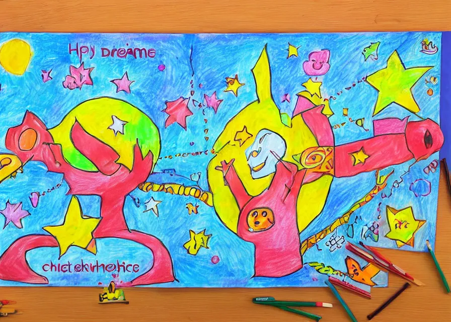 Image similar to happy dream machine, children drawing