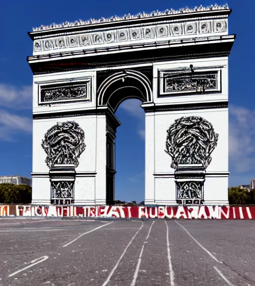 Image similar to virtual arc de triomphe full of graffiti