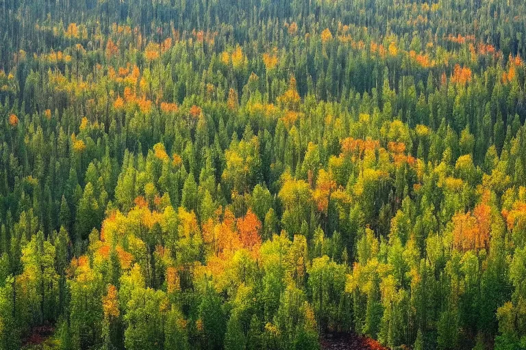 Prompt: beautiful swedish forest from the view of a mountain, breathtaking, cinematic, soft colors, sharp, by James Gurney