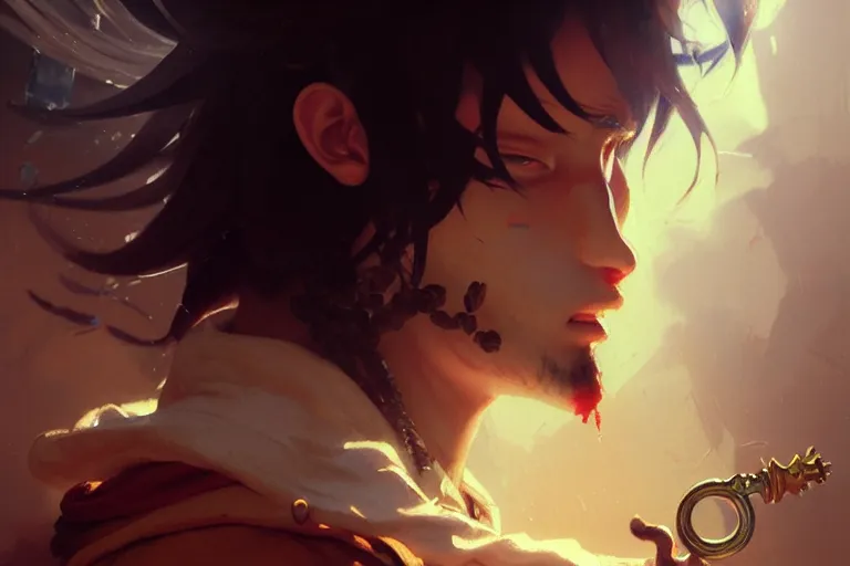 Image similar to mexican smoking weed and drinking coffee baroque oil painting finely detailed perfect face f anime shinkai takeuchi key visual of character concept art pixiv fanbox, painted by greg rutkowski