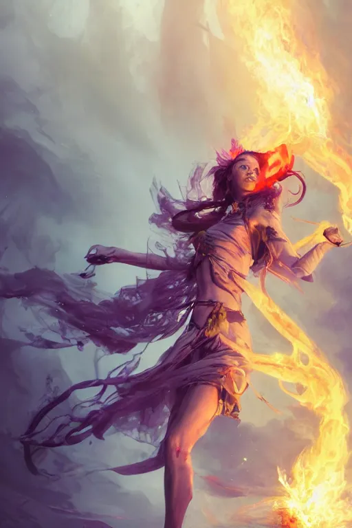 Prompt: beautiful girl necromancer, witch - doctor exploding into space casting spell, angels, 3 d render, hyper - realistic detailed portrait, holding fire and electricity, ruan jia, wlop. scifi, fantasy, magic the gathering, hyper detailed, octane render, concept art, peter mohrbacher