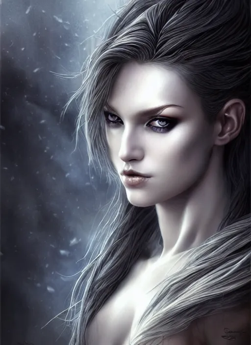 Image similar to photo of a nordic volva beautiful female in the style of stefan kostic, realistic, half body shot, sharp focus, 8 k high definition, insanely detailed, intricate, elegant, art by stanley lau and artgerm, luis royo