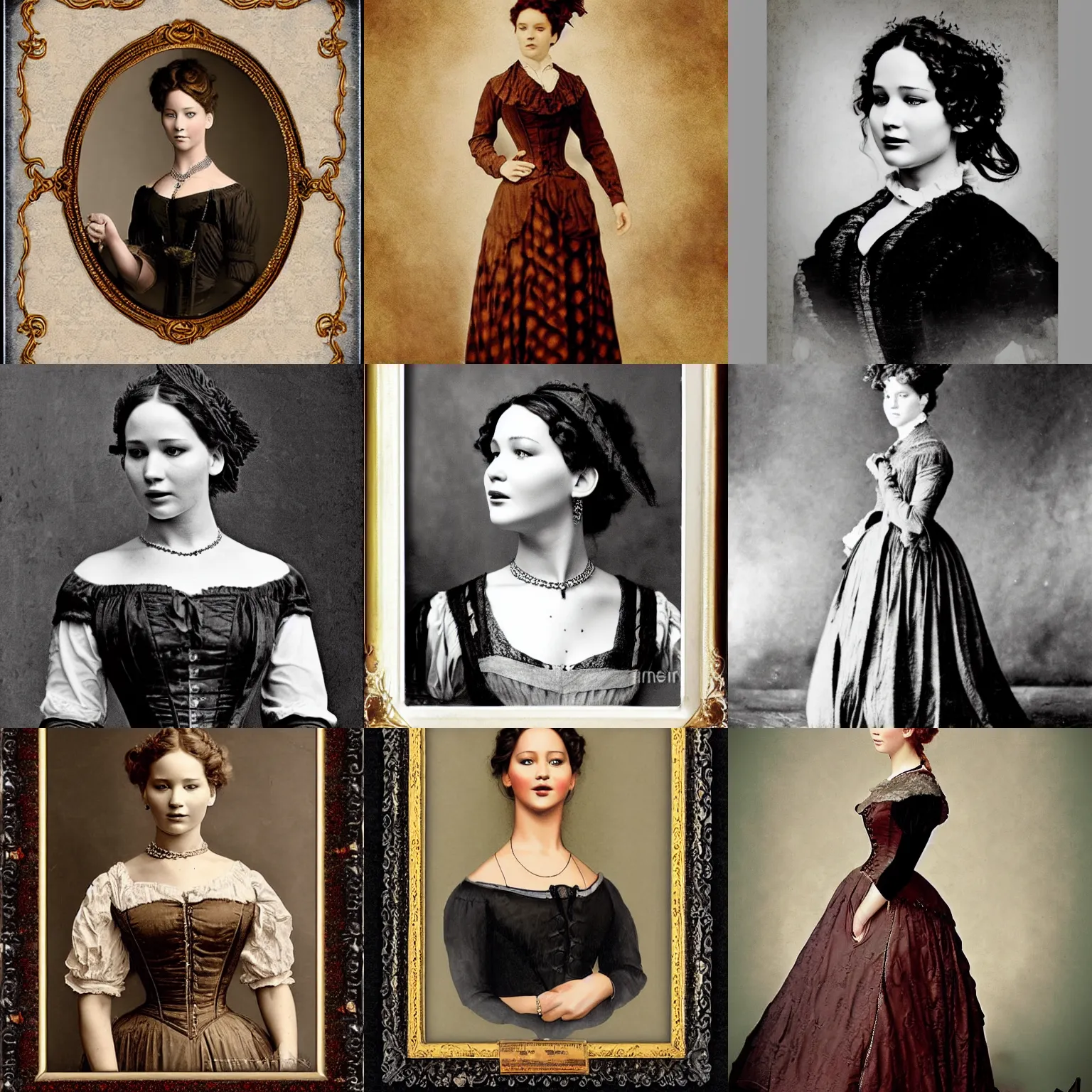 Prompt: Jennifer Lawrence Victorian Era clothing, portrait