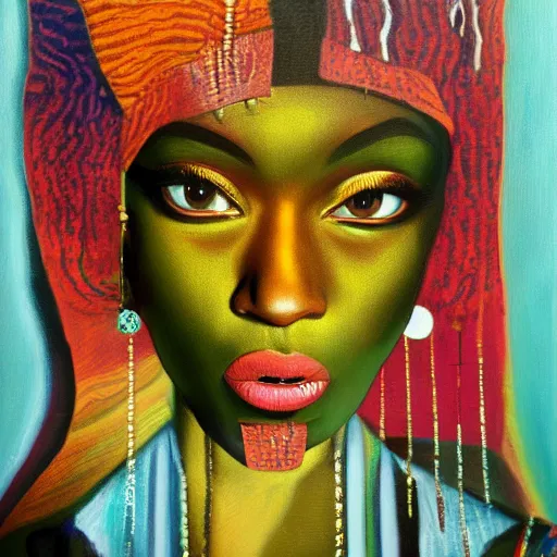 Image similar to If you really love me won't you tell me, then I won't have to be playing around, high quality oil painting afrofuturism, surrealism