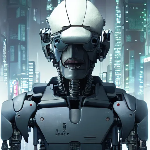 Prompt: concept art of a japanese cyborg, finely detailed features, cyborg robot parts, futuristic vr headset, blade runner, dramatic cinematic, at cyberpunk city, ghost in the shell, akira, odeo, cinematic lighting, in danger, noir, trending on pixiv fanbox, painted by greg rutkowski, makoto shinkai, takashi takeuchi