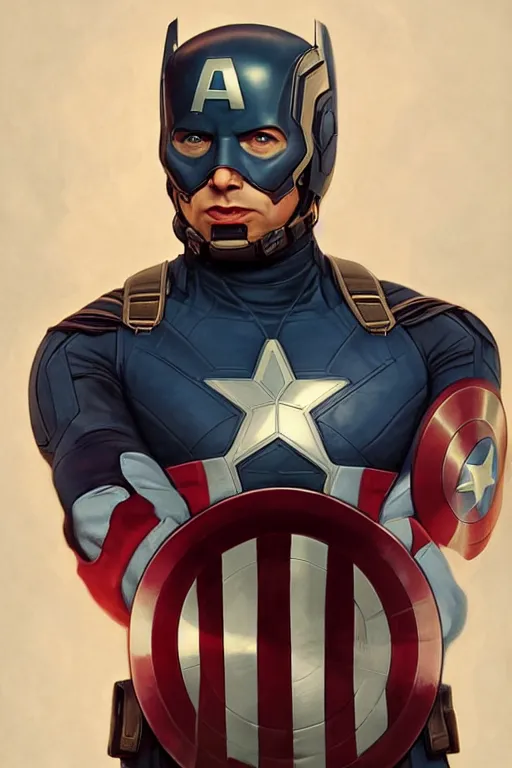 Image similar to elon musk as captain america, marvel character, portrait, highly detailed, digital painting, artstation, concept art, smooth, sharp focus, illustration, cinematic lighting, art by artgerm and greg rutkowski and alphonse mucha