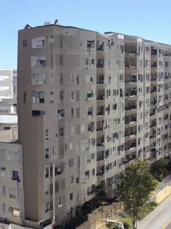 Image similar to apartment panel building photo, extreme wide shot