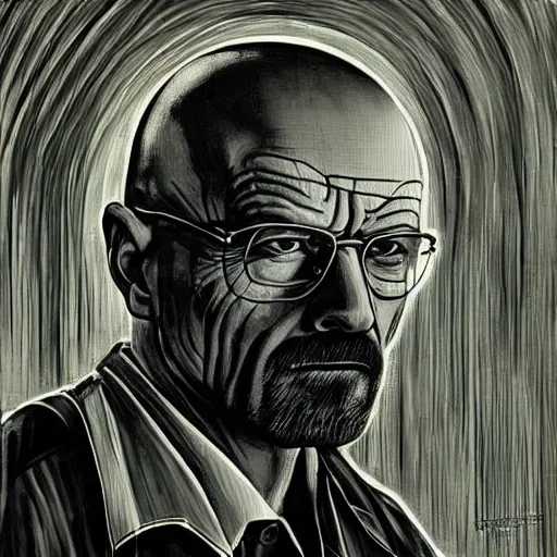 Prompt: walter white, style of h. r. giger, ultra detail, high contrast