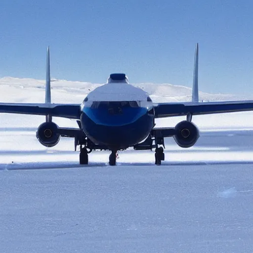 Image similar to plane on antarctic runway approach