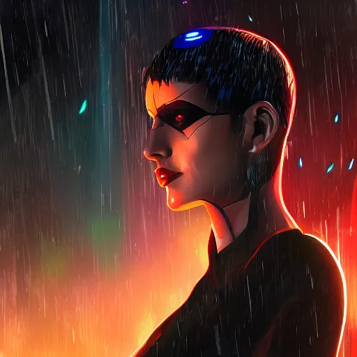 Image similar to portrait of a futuristic superhero, blade runner los angeles behind her, hd, 4k digital art, artstation