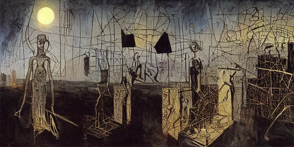 Image similar to solarpunk human, by david caspar friedrich and giger and Jean-Michel Basquiat