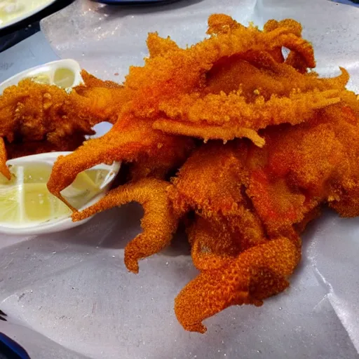 Prompt: Deep fried star fish.