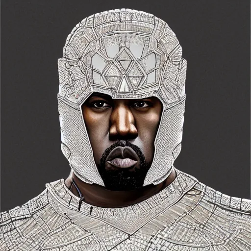 Prompt: Kanye West dressed in diamond armor, by Stanley Artgerm Lau, WLOP, Rossdraws, James Jean, Andrei Riabovitchev, Marc Simonetti, Yoshitaka Amano, ArtStation, CGSociety,