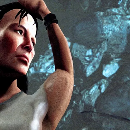 Image similar to portrait of elon musk in tomb raider ( 1 9 9 7 ), in game graphic, ps 5 gameplay, screenshot, high quality