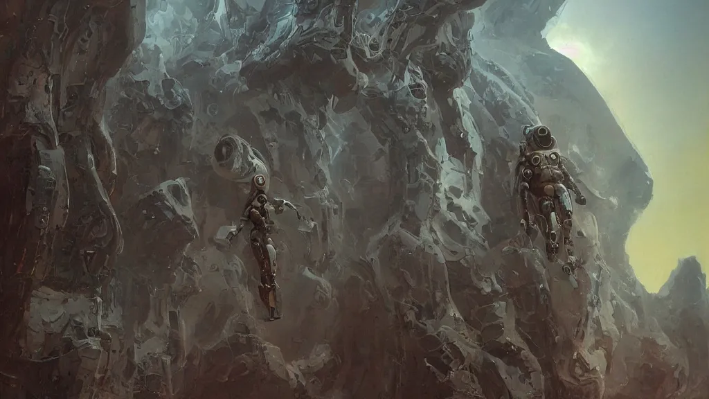 Image similar to futuristic organic spacesuit design by john schoenherr and glenn barr, epic cinematic matte painting