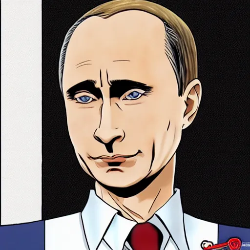 Image similar to Anime style Putin with blushes