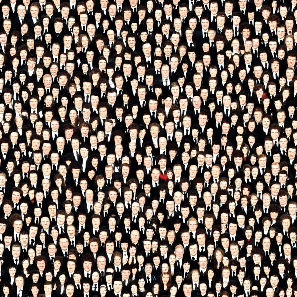 Image similar to top down where's waldo with lots of it crowd