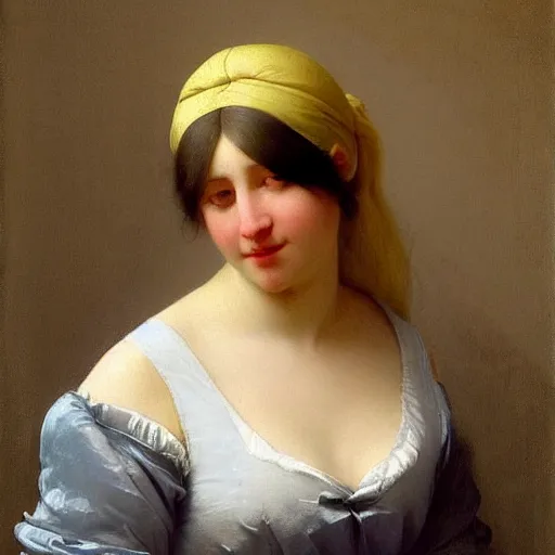 Prompt: a young woman’s face, her hair is silver, she wears a flowing blue satin headband, by ivan aivazovsky and pieter claesz and paul delaroche and alma tadema and august malmstrom and and willen claesz heda and aelbert cuyp and gerard ter borch, contrapposto, hyperrealistic, volumetric light, rendered in octane, c4d