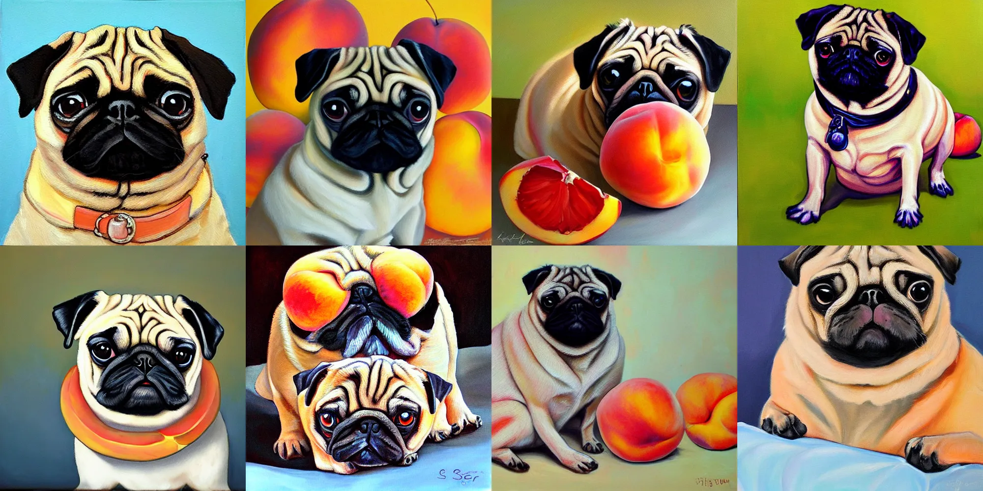 Prompt: painting pug with peaches serov