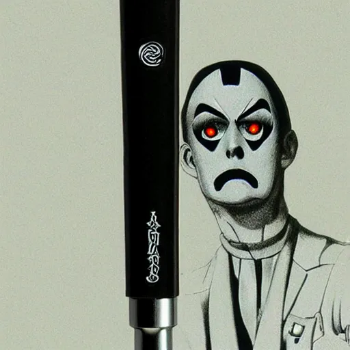 Prompt: a product photo of a reed pen exacto knife by junji ito, ethereal eel klaus nomi