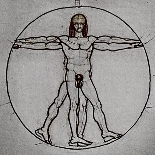 Image similar to Vitruvian Man Drawing by Leonardo da Vinci as hieroglyph in egypt