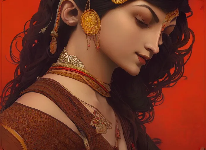 Image similar to photography of jamini roy, female deep focus, d & d, fantasy, intricate, elegant, highly detailed, digital painting, artstation, concept art, matte, sharp focus, illustration, hearthstone, art by artgerm and greg rutkowski and alphonse mucha