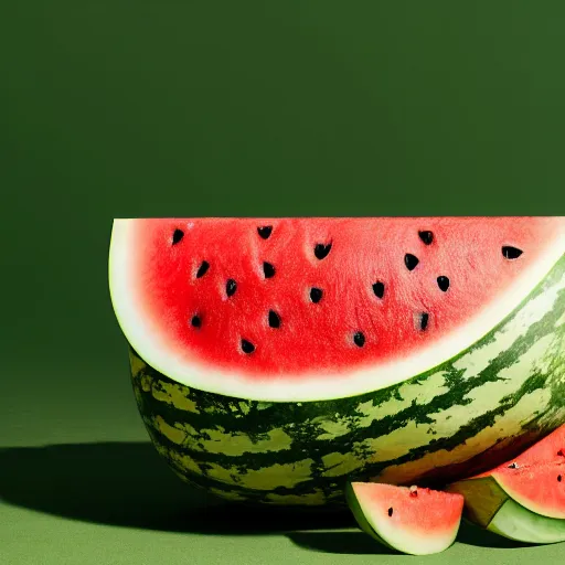 Prompt: a small cat sitting upon a watermelon wearing a sun hat in 4k hyperrealistic photography sharp focus