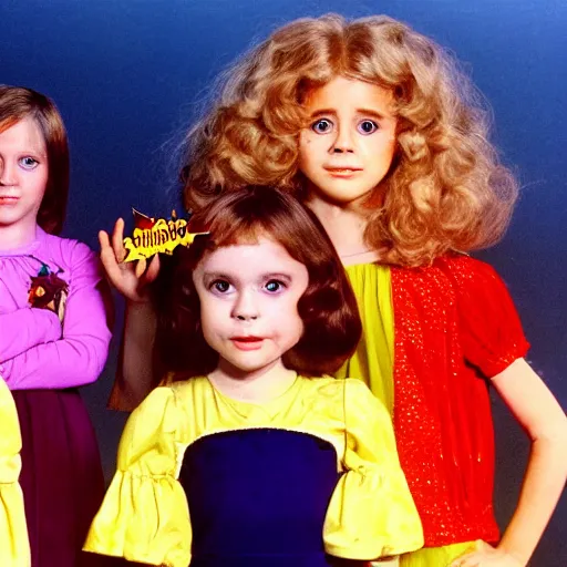 Image similar to still from 1977 live-action children's tv show about a disney princess who enters an eyeball cult color