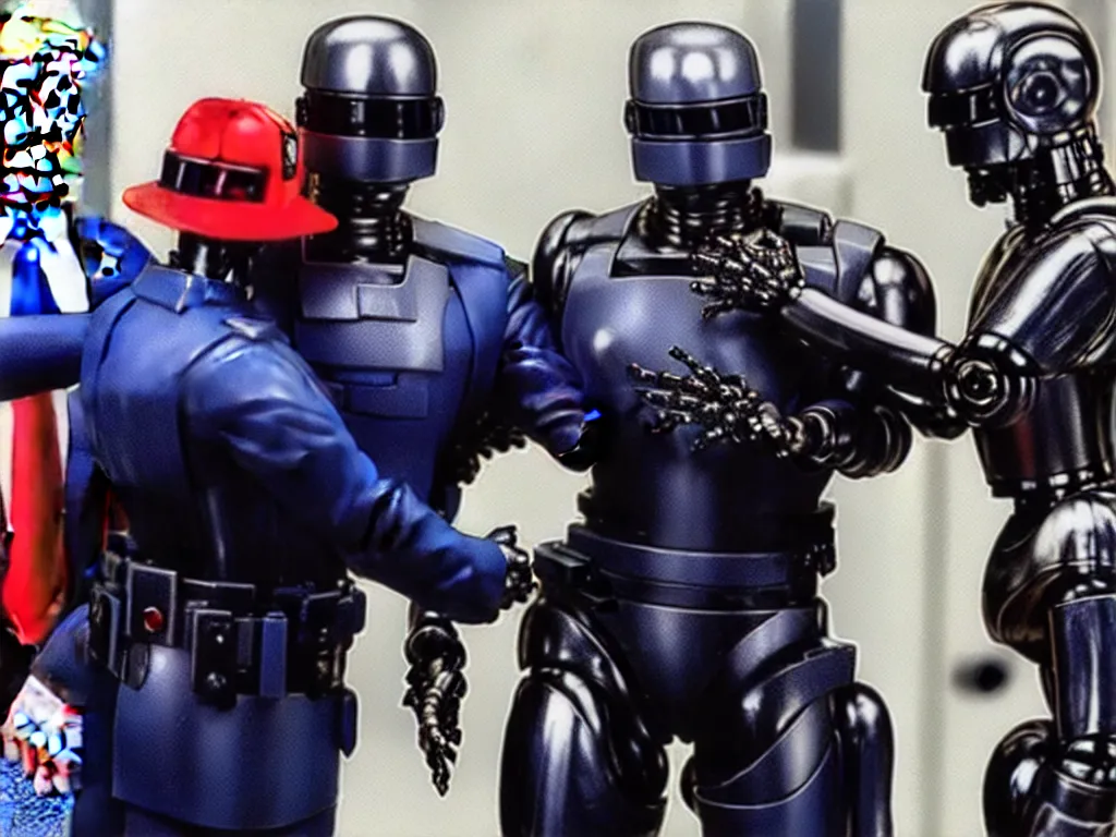 Image similar to robocop arresting donald trump