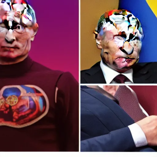 Image similar to putin in the body of thanos